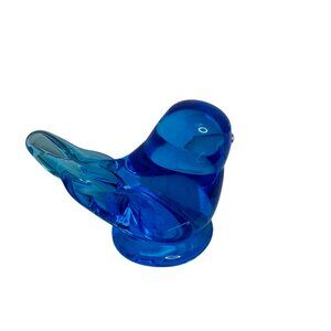 Vintage Bluebird of Happiness Figurine Art Glass Signed Leo Ward Dated 1993